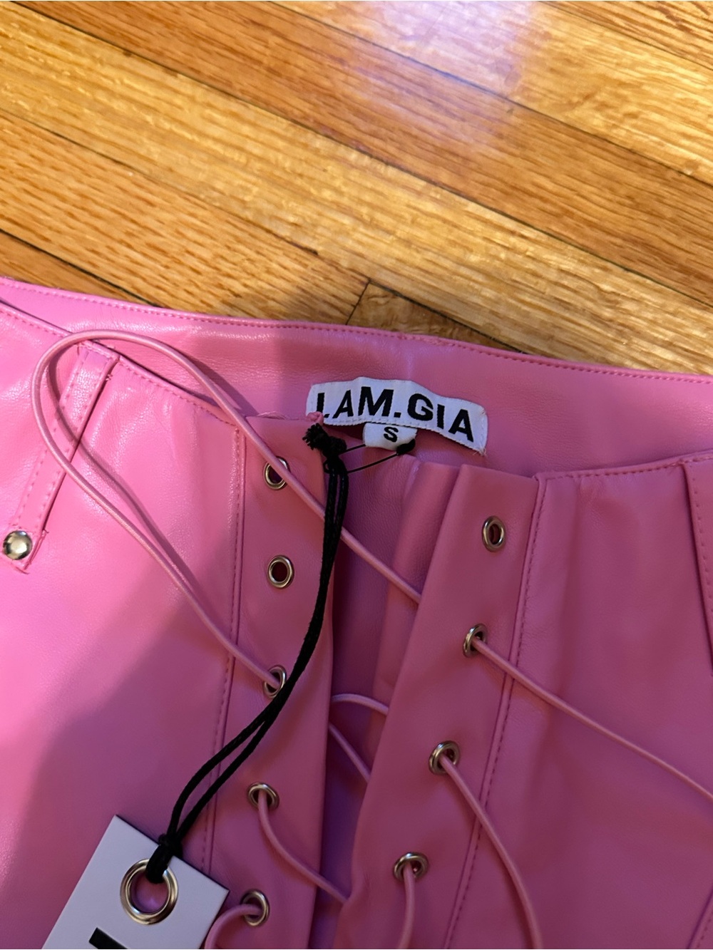 I.AM.GIA Pink Leather Xenia Pants - Picture 3 of 4